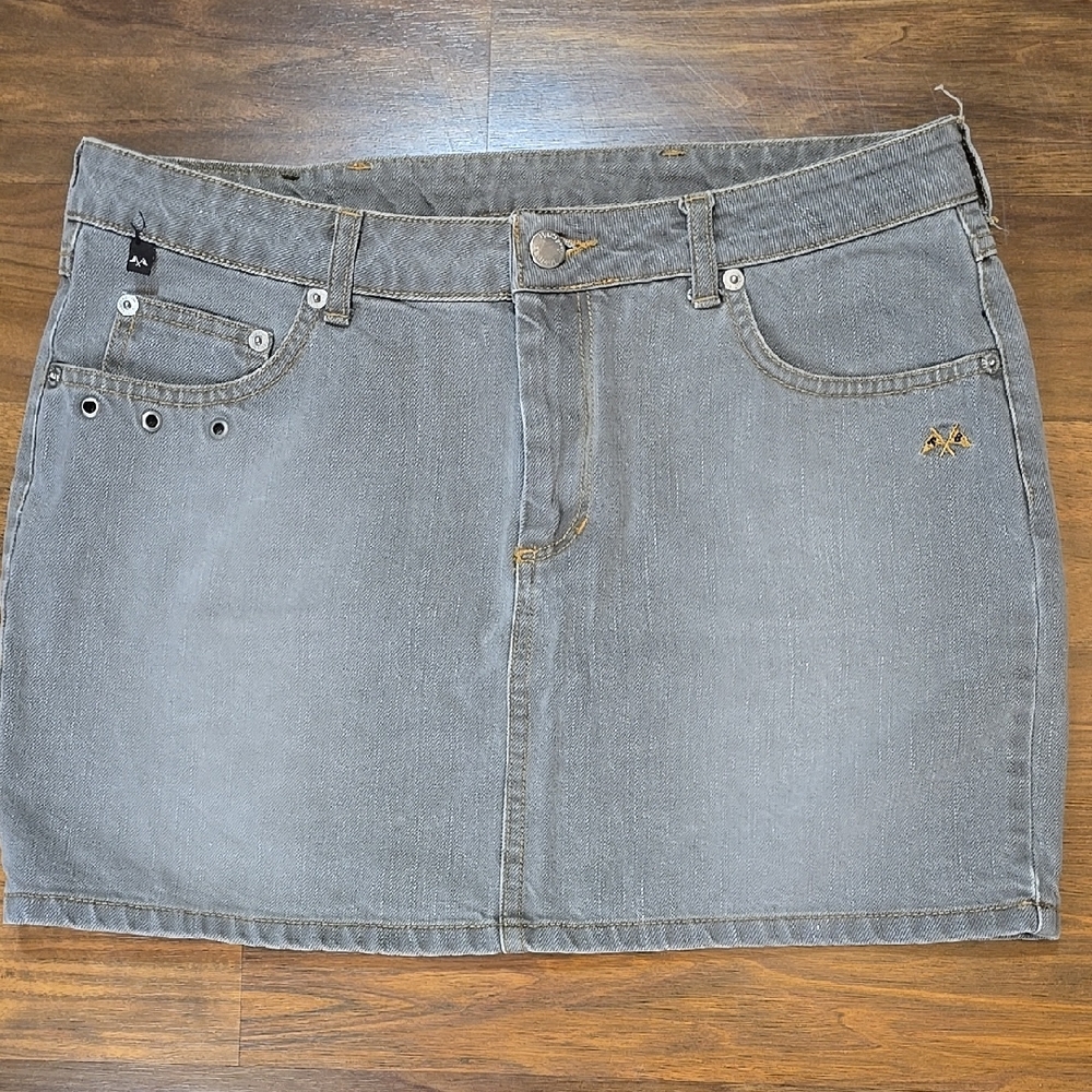 Thomas Burberry Gray Denim Mini Skirt